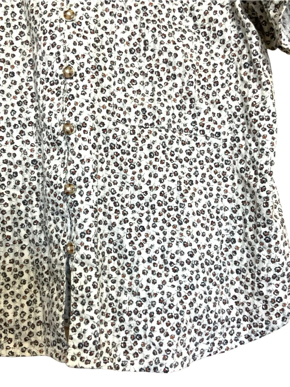 Anthropologie Cream and Black Leopard Print Puff Sleeve Blouse